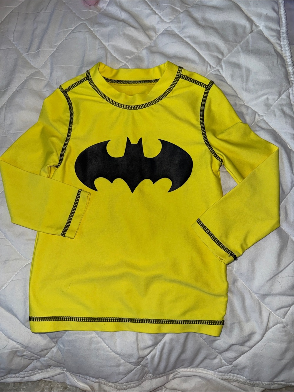 2T Kids Yellow Batman Logo rash guard long sleeve